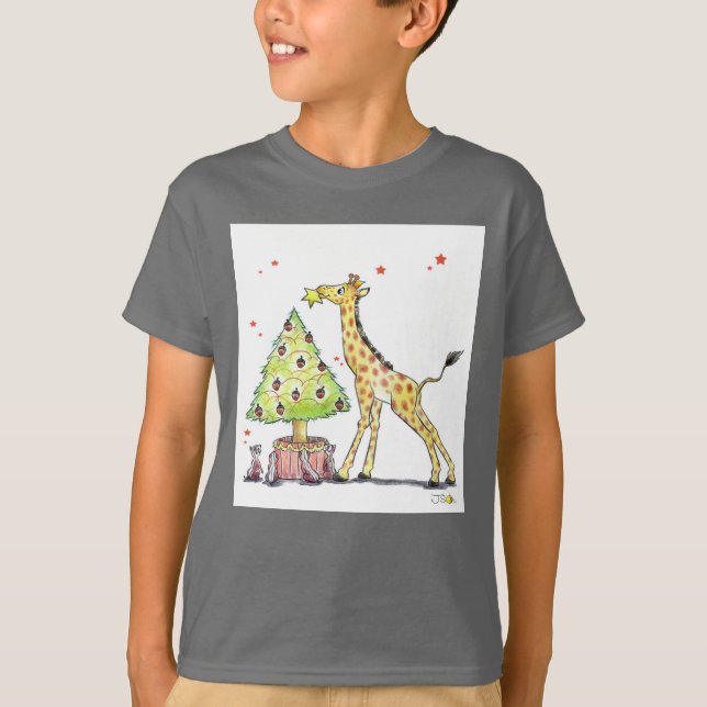 Julgran & giraffe - christmas festive tröja (Framsida)