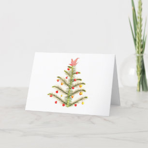 Julgran gjord av kvist blad och bär helgkort