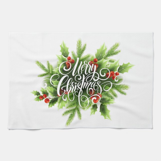 Julgran Glad Jul Kökshandduk (Horisontell)