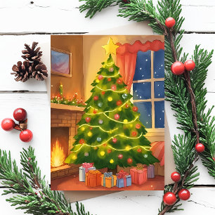 Julgran Glad jul-målning Helg Vykort