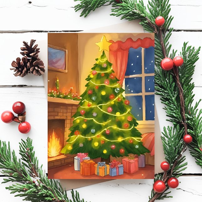Julgran | Glad jul-målning Helg Vykort (Skapare uppladdad)