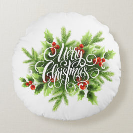 Julgran Glad jul runt kuddfodral Rund Kudde