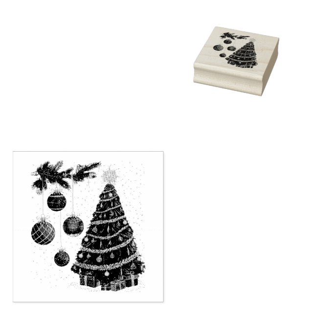 Julgran & glaskulor stämpel (Stämplad)