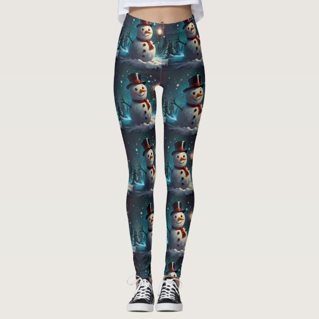 Julgran glatt helgdag leggings (Framsida)