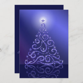 Julgran Glitter Blue Stars and Sparkles Julkort