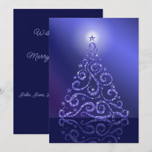 Julgran Glitter Blue Stars and Sparkles Julkort