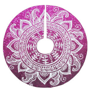 Julgran Glitter Boho Chic Mandala Flowers Julgransmatta Borstad Polyester