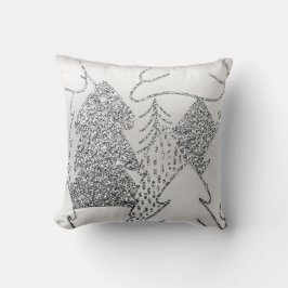Julgran Glitter Grått Metallic Silver Wood Kudde
