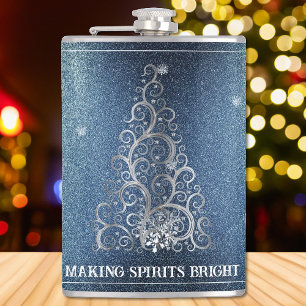 Julgran Glitter och Snöflingor   Blå Fickplunta