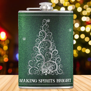 Julgran Glitter och Snöflingor   GRÖNT Fickplunta