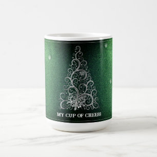 Julgran Glitter och Snöflingor GRÖNT Kaffemugg