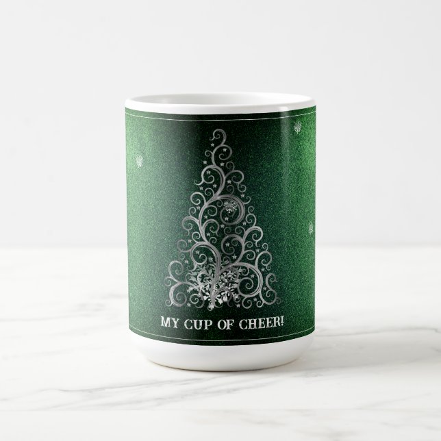 Julgran Glitter och Snöflingor | GRÖNT Kaffemugg (Center)