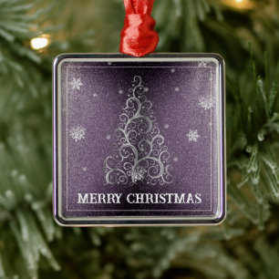 Julgran Glitter och Snöflingor   LILA Julgransprydnad Metall