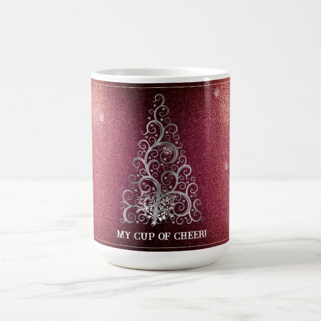 Julgran Glitter och Snöflingor | Röd Kaffemugg (Center)