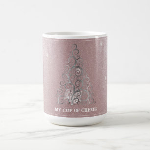 Julgran Glitter och Snöflingor ROSA Kaffemugg