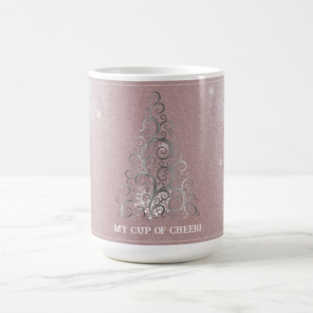 Julgran Glitter och Snöflingor | ROSA Kaffemugg (Center)