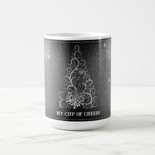 Julgran Glitter och Snöflingor | SILVER Kaffemugg (Center)