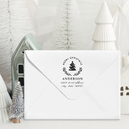 Julgran Globe Family Namn Returadress Självfärgande Stämpel