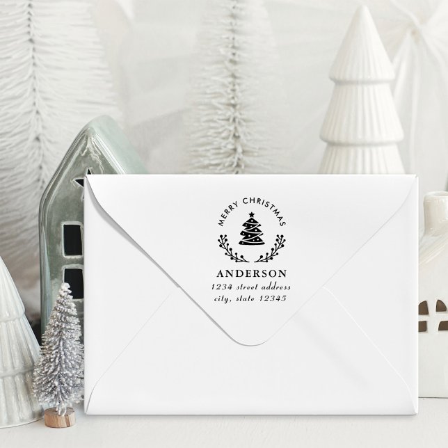 Julgran Globe Family Namn Returadress Stämpel (Skapare uppladdad)