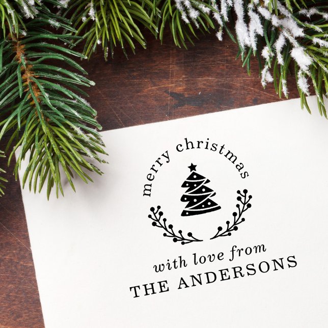 Julgran Globe God jul Hälsning Självfärgande Stämpel (Skapare uppladdad)