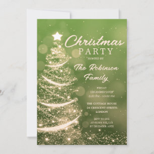 Julgran Gnistra Grönt Guld jul Party Inbjudningar