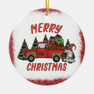 Julgran Gnome Lastbil Faux Glitter Julgransprydnad Keramik