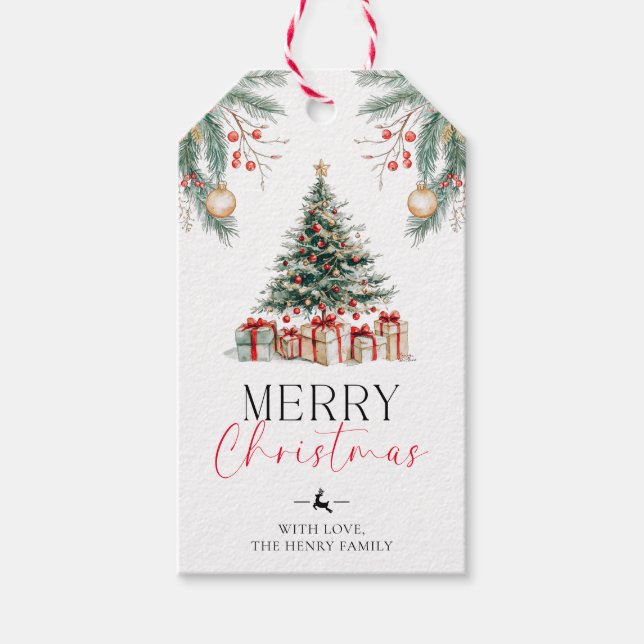 Julgran God jul Gift Märkres Presentetikett (Framsidan)