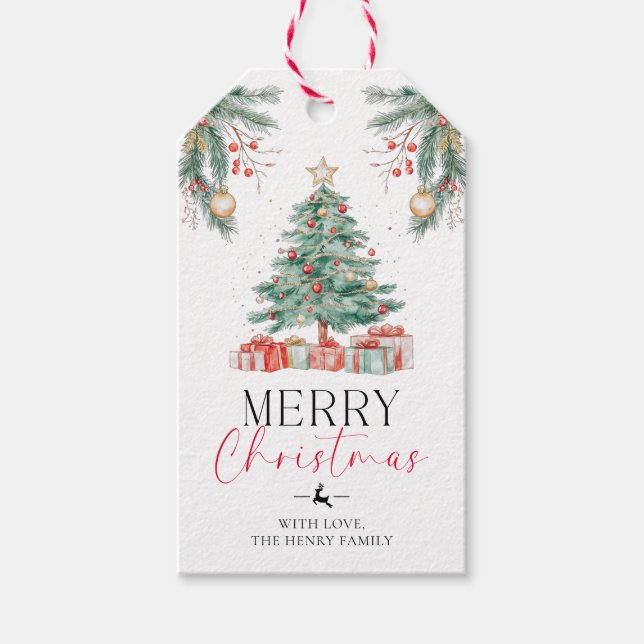 Julgran God jul Gift Märkres Presentetikett (Framsidan)