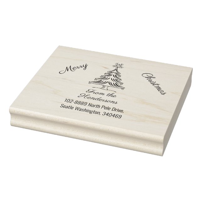 Julgran, God jul, namn och adress Stämpel (Stämpel)