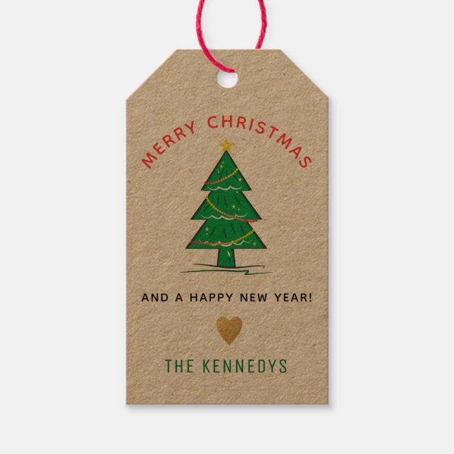 Julgran God jul Presentetikett (Framsidan)