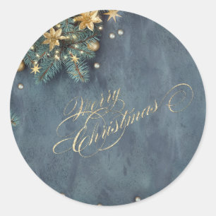 Julgran, God Jul Runt Klistermärke