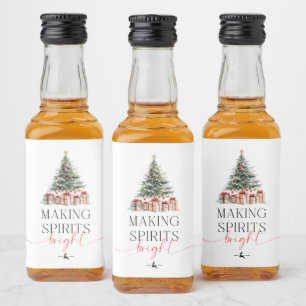 Julgran gör julen ljus present spritflaskor etikett