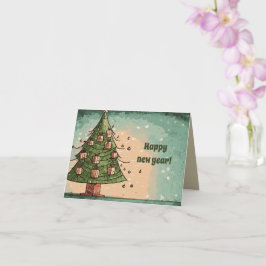 Julgran Gott nytt år Kort