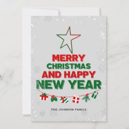 Julgran, Gott nytt år, ord, stjärna, gåva Julkort