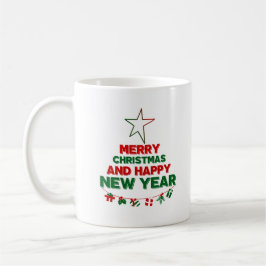 Julgran, Gott nytt år, ord, stjärna, gåva Kaffemugg