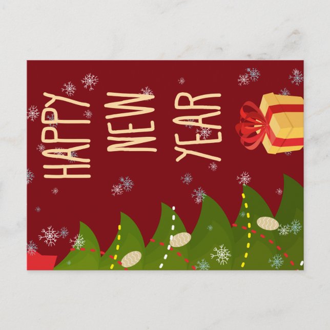 Julgran Gott nytt år Vykort (Framsida)