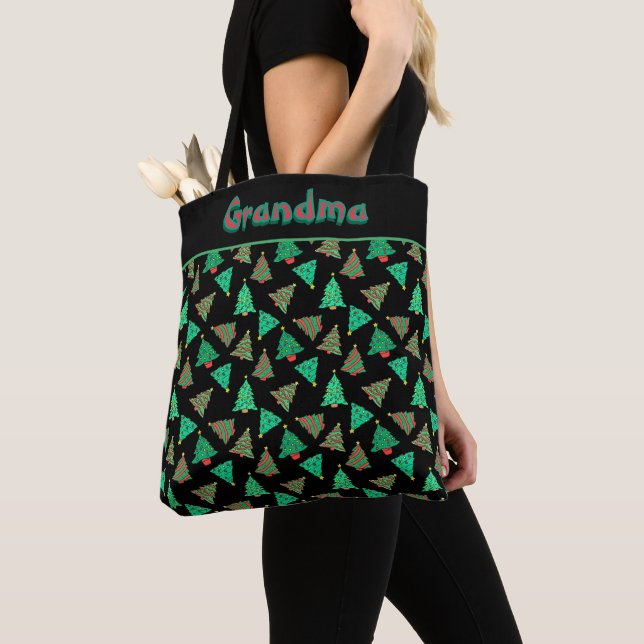 Julgran Grandma Black Shopping Tygkasse (Närbild)