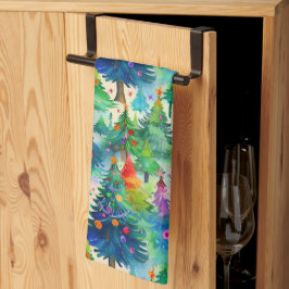 Julgran gräs mönster kökshandduk