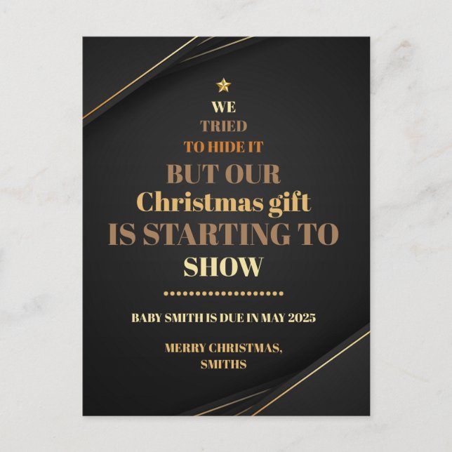 Julgran Gravid Guld Vykort (Framsida)