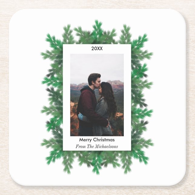 Julgran Grenar fotofoto Underlägg Papper Kvadrat (Framsidan)