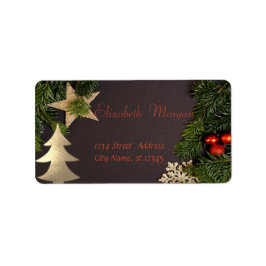 Julgran Grenar,Guld Träd, Stjärna,, Adressetikett