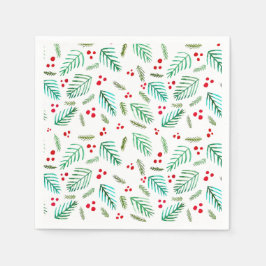 Julgran grenar och bär - röd och grönt pappersservett