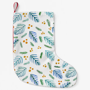 Julgran grenar och bär - turkos liten julstrumpa