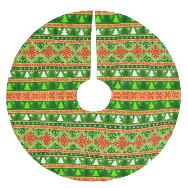 JULGRAN GRÖN VIT RÖD PRYDNADER  JULGRANSMATTA BORSTAD POLYESTER (Framsidan)