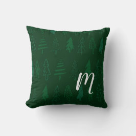 Julgran - Grönt Monogram Kudde