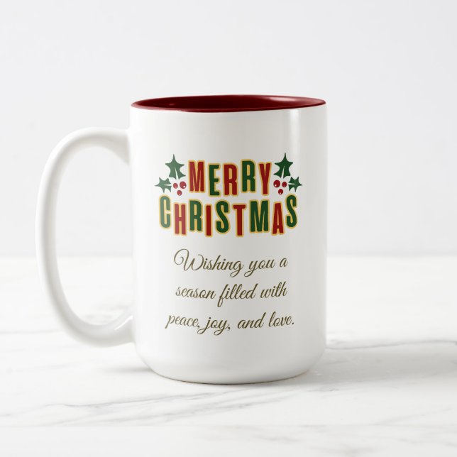 Julgran Guld Glitter Modern Present, Vit  Två-Tonad Mugg (Vänster)