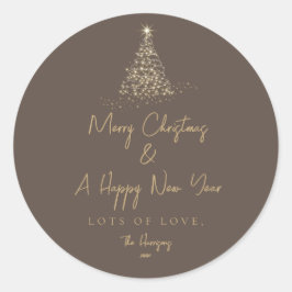 Julgran Guld Gnistra Enkel Helgdag Runt Klistermärke