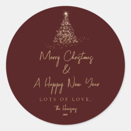 Julgran Guld Gnistra Enkel Helgdag Runt Klistermärke