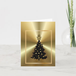 Julgran Guld Hamsa Chrismukkah-kort Kort