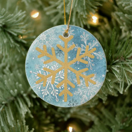 Julgran - Guld Snowflake Julgransprydnad Keramik